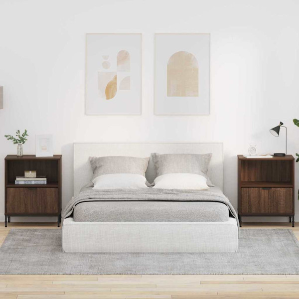 Mesas de noche con cajón 2 pcs Marrón roble 49 x 36 x 61 cm D