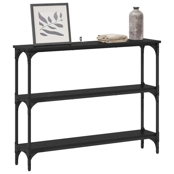 Mesa Consola con estante Roble negro 100 x 22.5 x 75 cm M 3