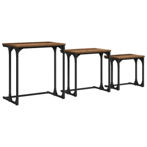 Mesa de Café Nido 3 pcs Madera vieja 50.5 x 35 x 53 cm H
