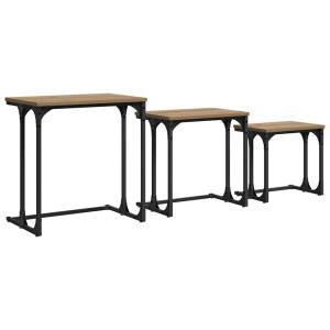 Mesa de Café Nido 3 pcs Roble artisan 50.5 x 35 x 53 cm H