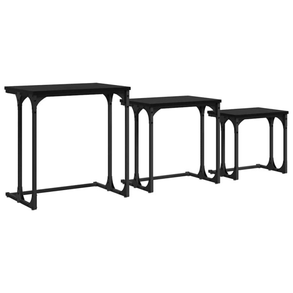Mesa de Café Nido 3 pcs Roble negro 50.5 x 35 x 53 cm M 2