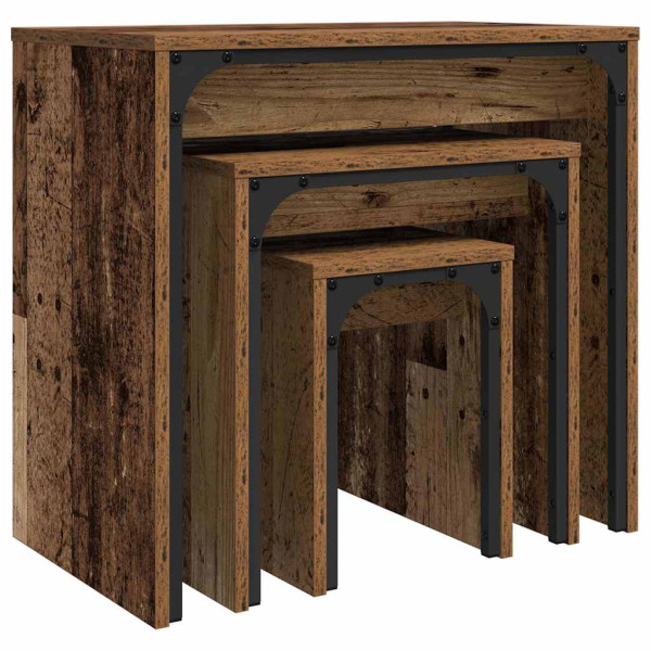 Mesa de Café Nido 3 pcs Madera vieja 60 x 35 x 56 cm M 5