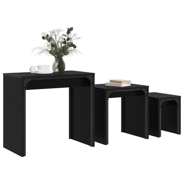 Mesa de Café Nido 3 pcs Roble negro 60 x 35 x 56 cm M 3