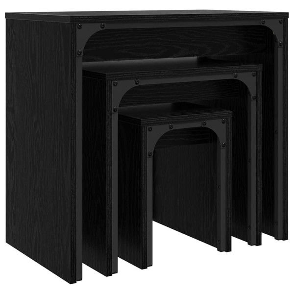 Mesa de Café Nido 3 pcs Roble negro 60 x 35 x 56 cm M 5