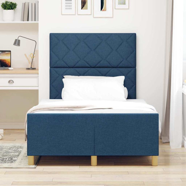 Estructura de cama con cabecera Azul 120 x 190 cm tela M 5