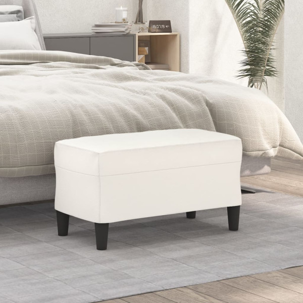 Banco de cuero sintético color crema 70x35x41 cm D