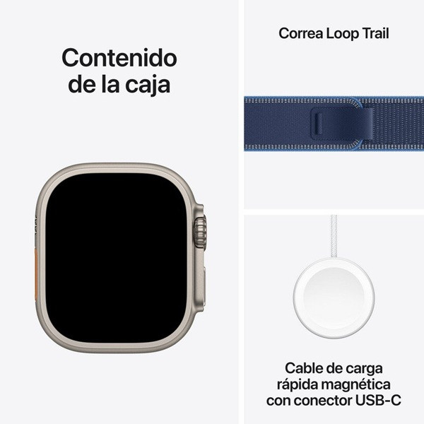 Apple Watch Ultra 3 2025 GPS + cellular 49mm titanio natural trail loop M/L azul M 8