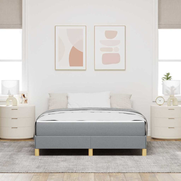 Cama tipo Box Spring Gris Claro y Marrón 140 x 190 cm M 5
