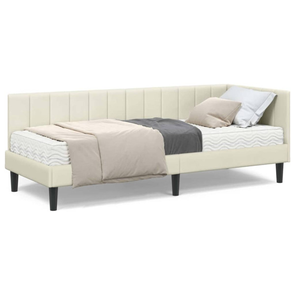 Estructura de cama en esquina Crema 80 x 200 cm Terciopelo M 4