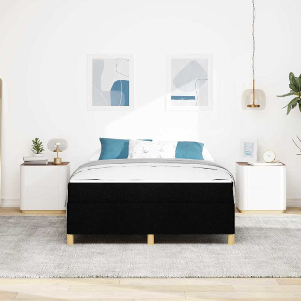 Cama tipo Box Spring Blanco y Negro 140 x 190 cm tela M 5