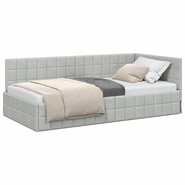 Estructura de cama en esquina Gris claro 100 x 200 cm M 3