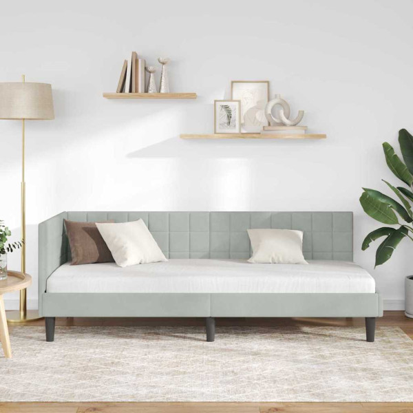 Estructura de cama en esquina Gris claro 80 x 200 cm Terciopelo M 5