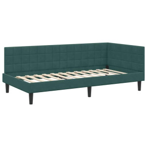 Estructura de cama en esquina Verde oscuro 90 x 190 cm H