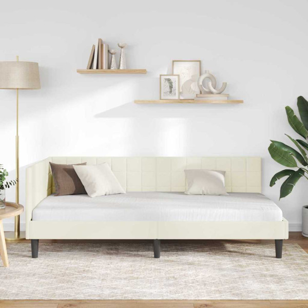 Estructura de cama en esquina Crema 100 x 200 cm Terciopelo M 5