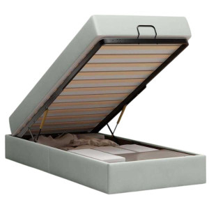 Estrutura da Cama Cinzento-claro 100 x 200 cm Veludo H