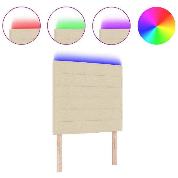 Cabecero LED con luces de tiras LED Manual Crema 100 cm tela M 2