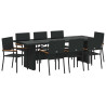 Conjunto de Comedor de Jardín 9 pcs Negro Poliratán 2
