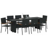 Conjunto de Comedor de Jardín 9 pcs Negro Poliratán 3