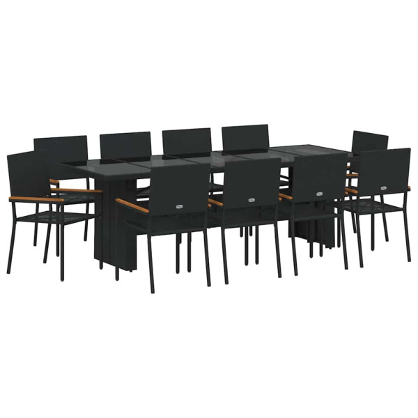 Conjunto de Comedor de Jardín 11 pcs Negro Poliratán M 2
