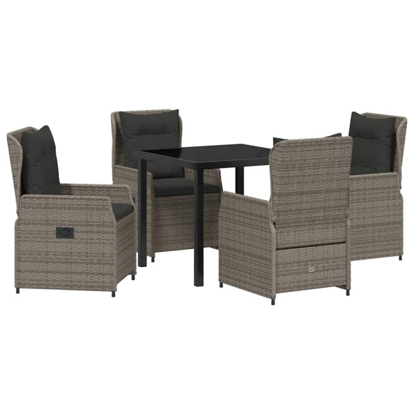 Conjunto de Comedor de Jardín 5 pcs Gris ratán sintético M 2