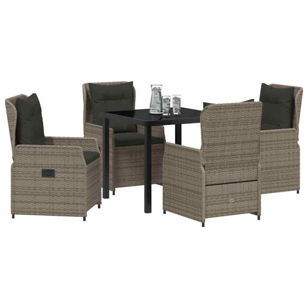 Conjunto de Comedor de Jardín 5 pcs Gris ratán sintético M 3