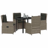 Conjunto de Comedor de Jardín 5 pcs Gris ratán sintético 3