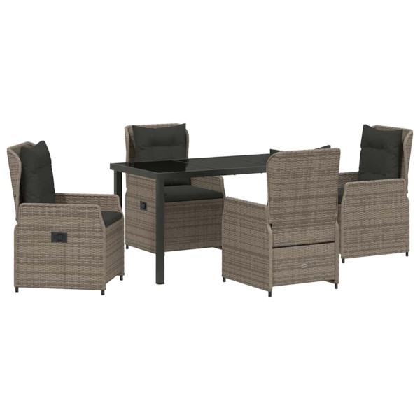 Conjunto de Comedor de Jardín 5 pcs Gris ratán sintético M 2