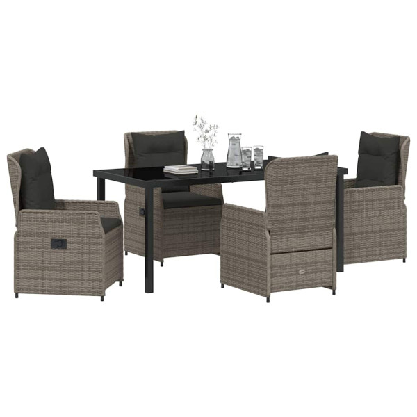 Conjunto de Comedor de Jardín 5 pcs Gris ratán sintético M 3