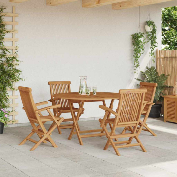 Conjunto de Comedor de Jardín 5 pcs Marrón M 4