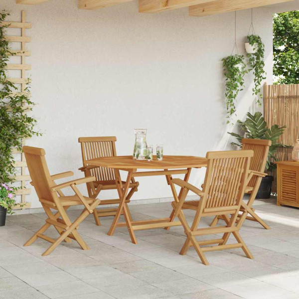 Conjunto de Comedor de Jardín 5 pcs Marrón M 4