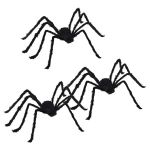 Decoración de Araña de Halloween Manual 3 pcs Negro 150 cm H