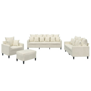 Juego de sofás con cojines 4 piezas terciopelo crema H
