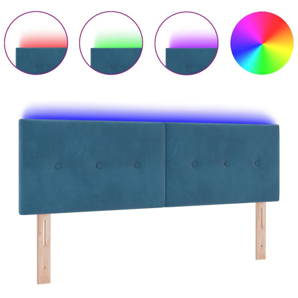 Cabecero con luces de tiras LED Ajustable Azul 72 cm Terciopelo M 3