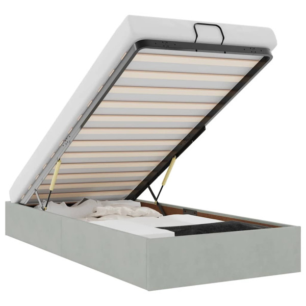 Estructura de cama otomana sin colchón terciopelo gris claro M 2