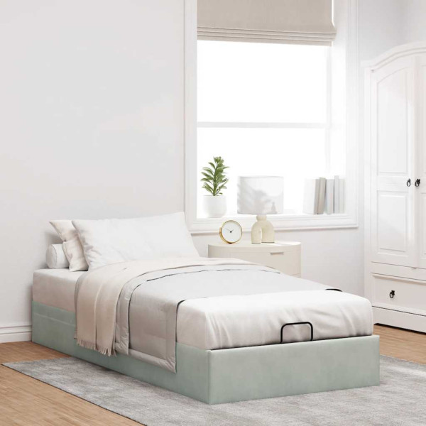 Estructura de cama otomana sin colchón terciopelo gris claro M 3