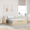 Estructura de cama con almacenamiento Crema 160 x 200 cm tela 1