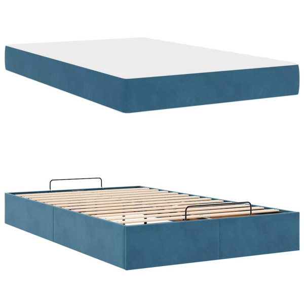 Estructura de cama con colchón Azul 120 x 190 cm Terciopelo M 5