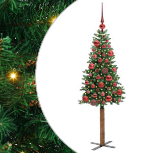 Árbol de Navidad Delgado con 150 LED con soporte Verde 150 cm H