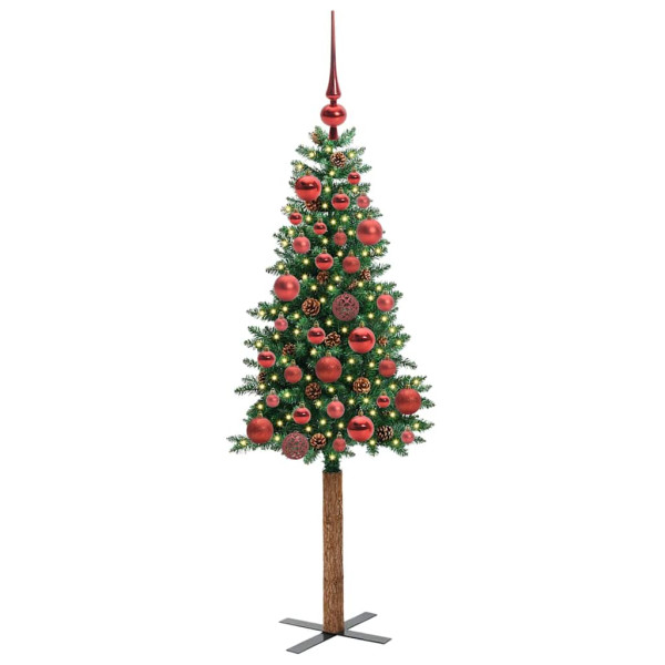 Árbol de Navidad Delgado con 150 LED con soporte Verde 150 cm M 3