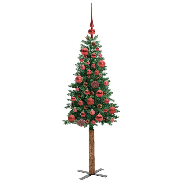 Árbol de Navidad Delgado con 150 LED con soporte Verde 150 cm M 4