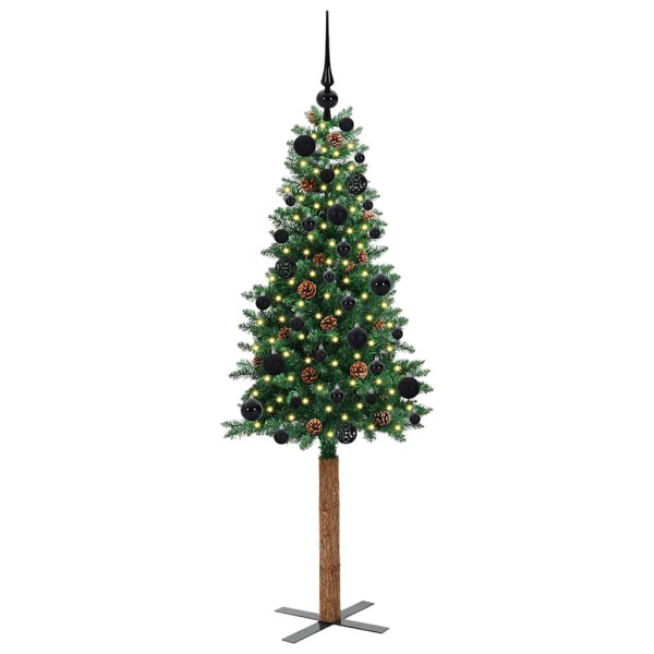 Árbol de Navidad Delgado con 150 LED con soporte Verde 150 cm M 3