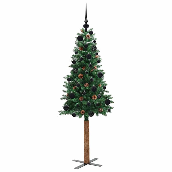 Árbol de Navidad Delgado con 150 LED con soporte Verde 150 cm M 4