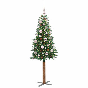 Árbol de Navidad Delgado con 150 LED con soporte Verde 150 cm H