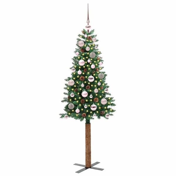 Árbol de Navidad Delgado con 150 LED con soporte Verde 150 cm M 2