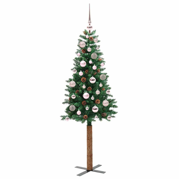 Árbol de Navidad Delgado con 150 LED con soporte Verde 150 cm M 3