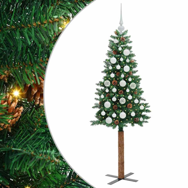 Árbol de Navidad Delgado con 150 LED con soporte Verde 150 cm M 2