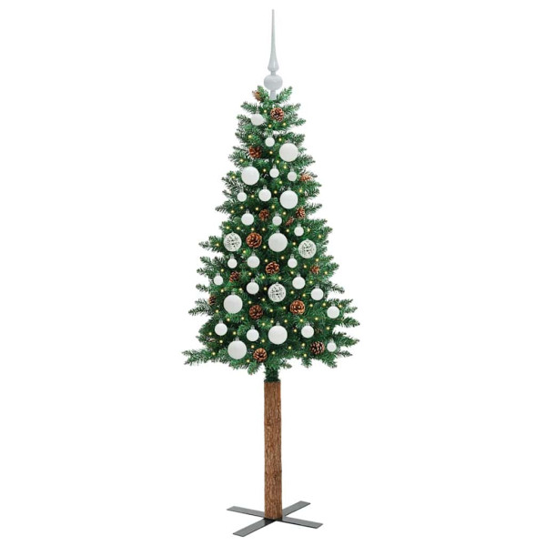 Árbol de Navidad Delgado con 150 LED con soporte Verde 150 cm M 3