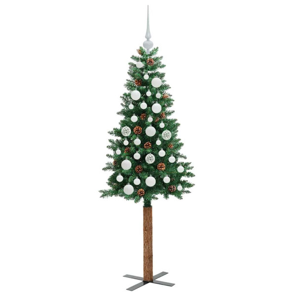 Árbol de Navidad Delgado con 150 LED con soporte Verde 150 cm M 4