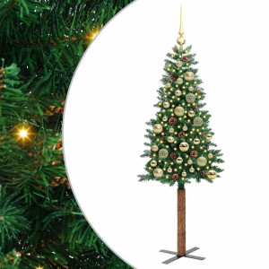 Árbol de Navidad Delgado con 150 LED con soporte Verde 150 cm H