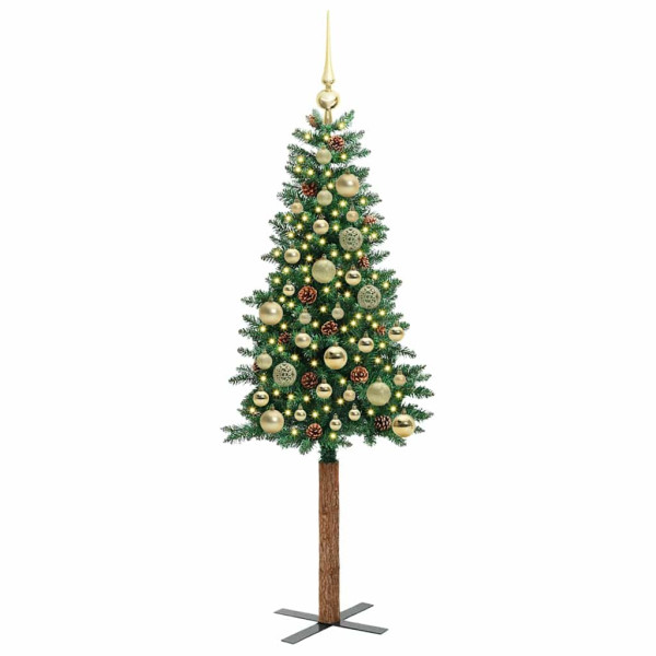 Árbol de Navidad Delgado con 150 LED con soporte Verde 150 cm M 3